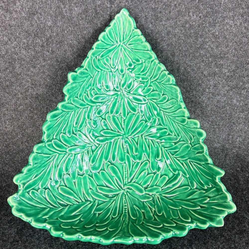 VIETRI Lastra Holiday‎ Figural Tree Green Ceramic Christmas Embossed Bowl Italy